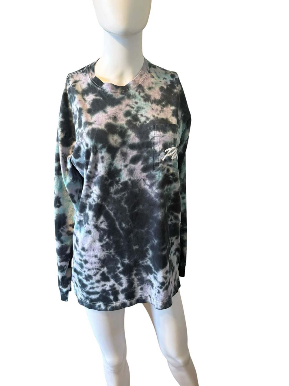 Victoria's Secret PINK Campus Long Sleeve Tie-Dye Pocket T-Shirt